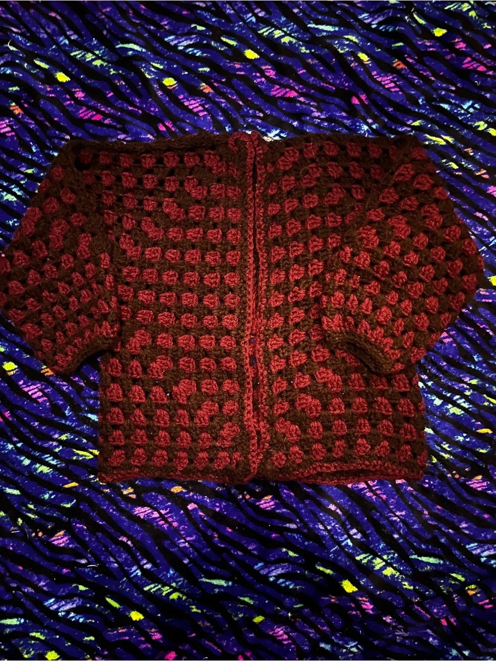 Kids Crochet cardigan in Brown & Purply brown